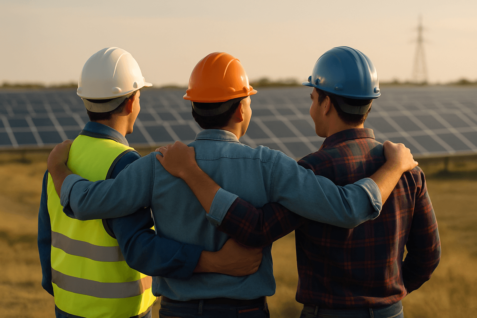 مهندسین در حال تماشای نیروگاه خورشیدی